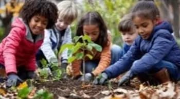 Volunteers planting trees